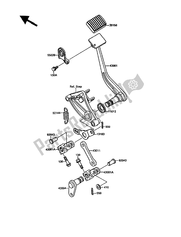 All parts for the Brake Pedal of the Kawasaki VN 15 1500 1988