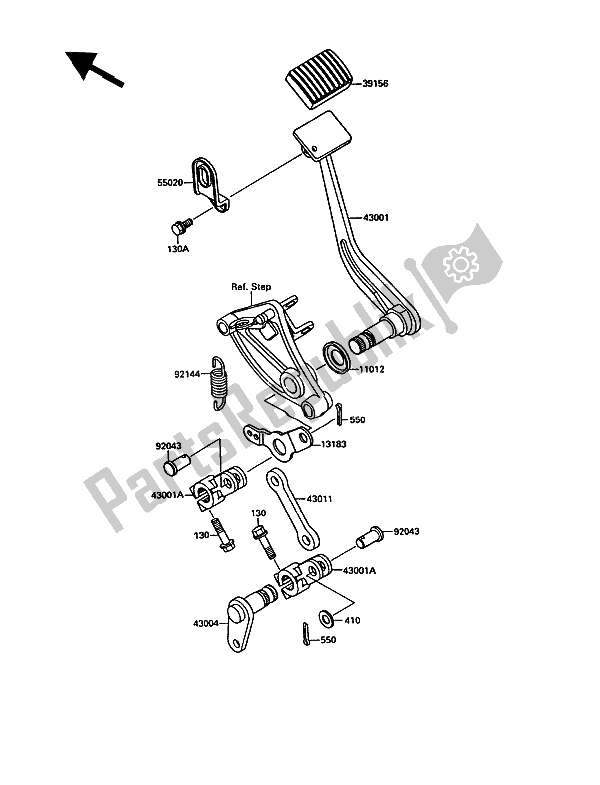 All parts for the Brake Pedal of the Kawasaki VN 15 1500 1988