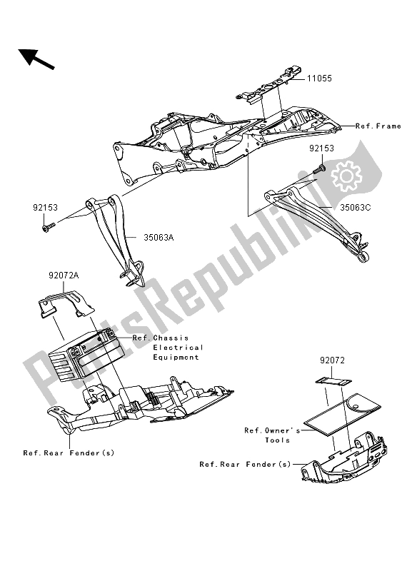 Todas las partes para Accesorios De Marco (trasero) de Kawasaki Ninja ZX 6R 600 2012