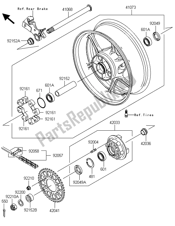 Todas las partes para Buje Trasero de Kawasaki Ninja ZX 6R ABS 600 2013