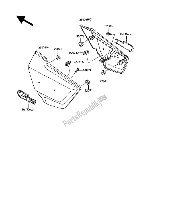 Toutes les pièces pour le Couvercles Latéraux du Kawasaki GT 550 1991