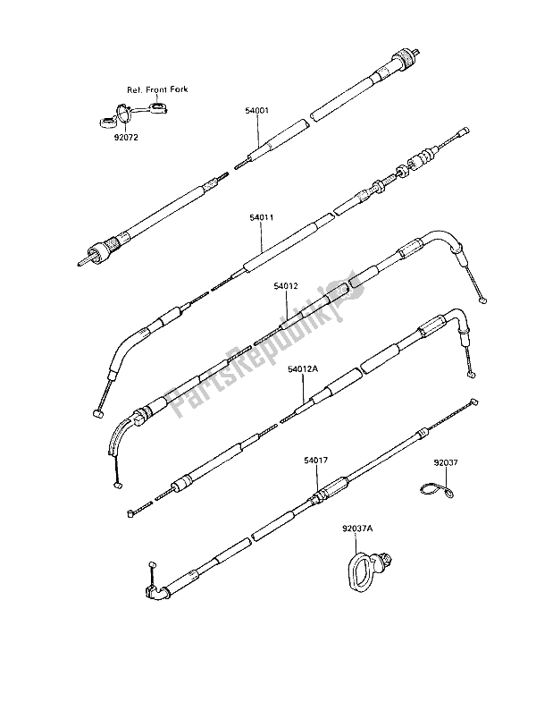 Toutes les pièces pour le Câbles du Kawasaki GPZ 600R 1989