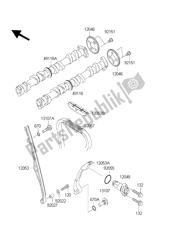All parts for the Camshaft(s) & Tensioner of the Kawasaki Ninja ZX 6 RR 600 2003