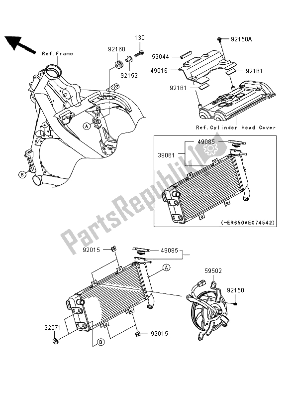 All parts for the Radiator of the Kawasaki ER 6F ABS 650 2006