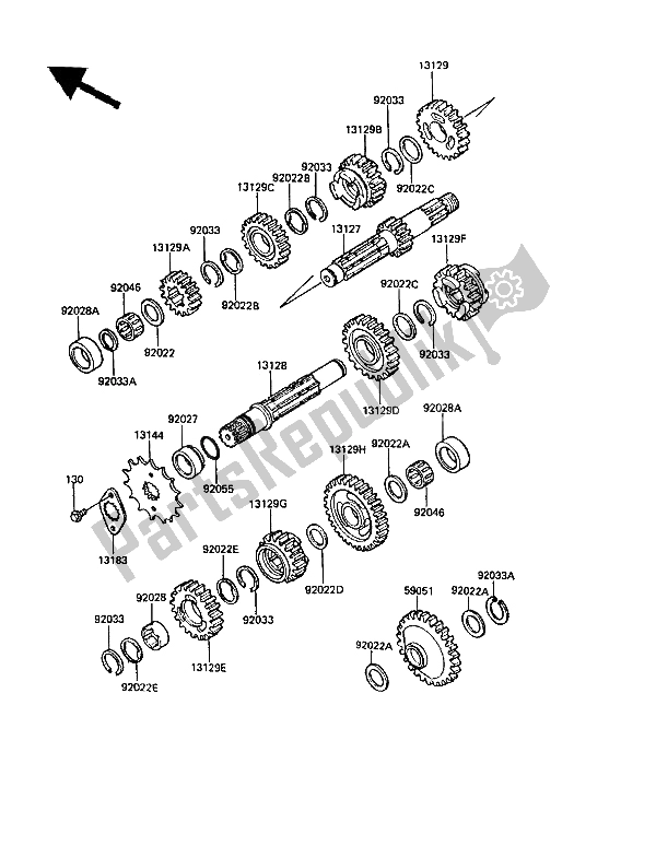 Alle onderdelen voor de Overdragen van de Kawasaki KLR 650 1987