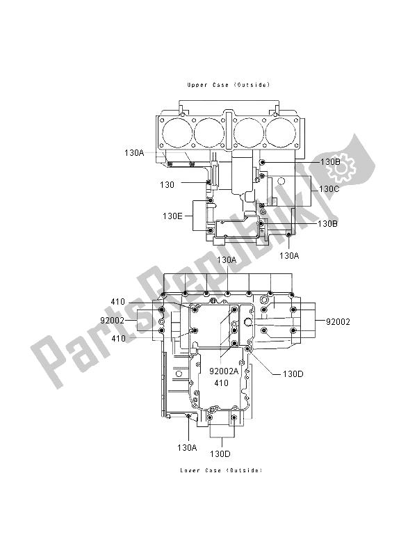 Tutte le parti per il Modello Del Bullone Del Basamento del Kawasaki Zephyr 1100 1996