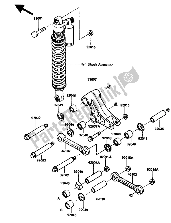 Todas as partes de Suspensão do Kawasaki KX 125 1987