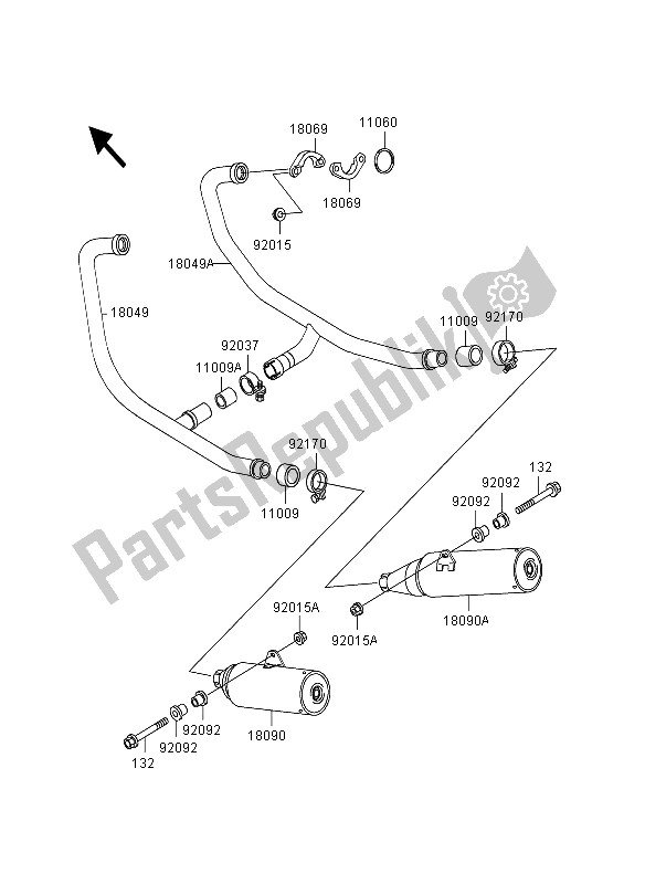 All parts for the Muffler(s) of the Kawasaki GPZ 500S 1995