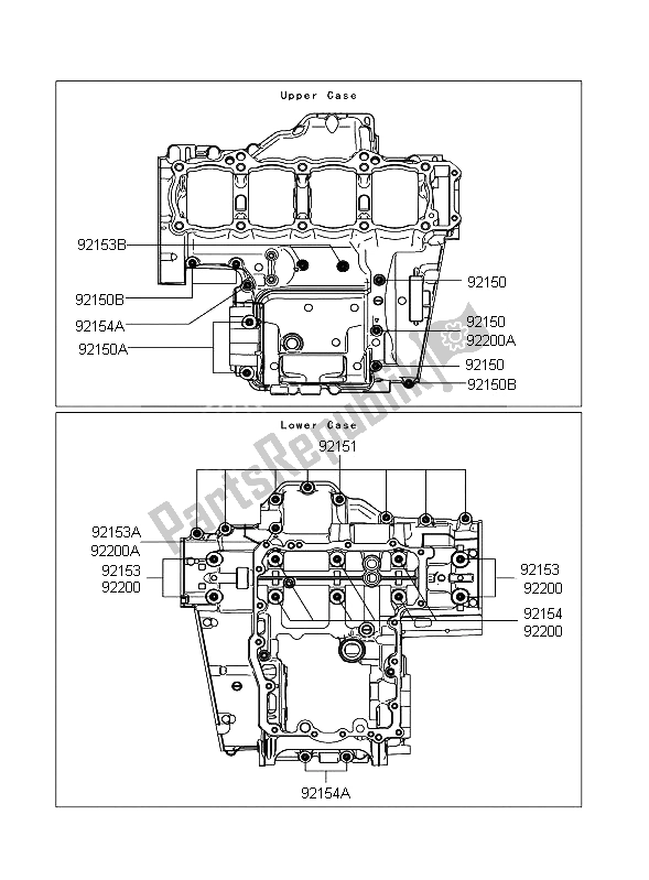 All parts for the Crankcase Bolt Pattern of the Kawasaki Z 1000 2011