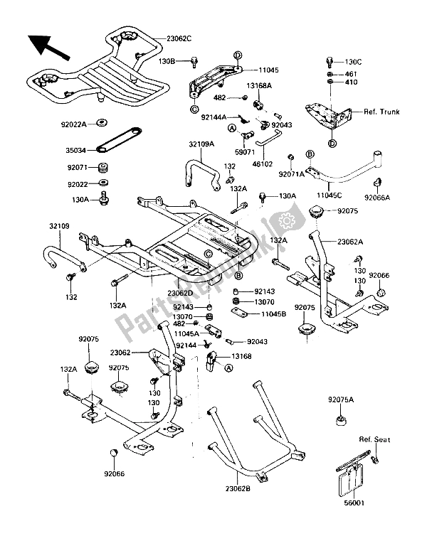 Alle onderdelen voor de Accessoire (kofferbeugel) van de Kawasaki Voyager XII 1200 1991