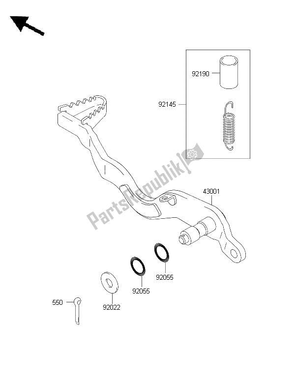 All parts for the Brake Pedal of the Kawasaki KLX 250 2015