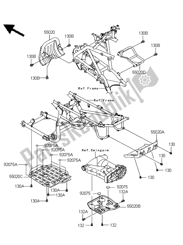 Wszystkie części do Strzec Kawasaki KFX 700 KSV 700A6F 2006