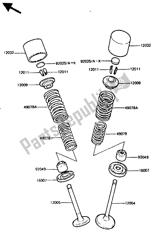 Alle onderdelen voor de Klep van de Kawasaki GPZ 750 1985