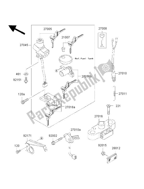 All parts for the Ignition Switch of the Kawasaki W 650 2002