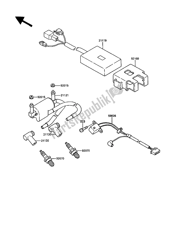 Tutte le parti per il Sistema Di Accensione del Kawasaki KR 1 250 1989