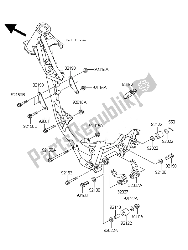 All parts for the Engine Mount of the Kawasaki KX 85 SW LW 2010