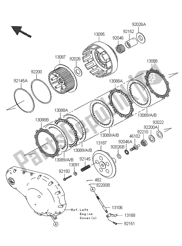 Alle onderdelen voor de Koppeling van de Kawasaki VN 2000 2005