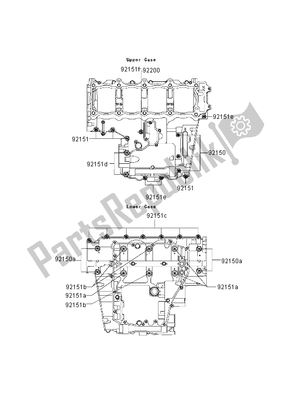 All parts for the Crankcase Bolt Pattern of the Kawasaki Ninja ZX 12R 1200 2000