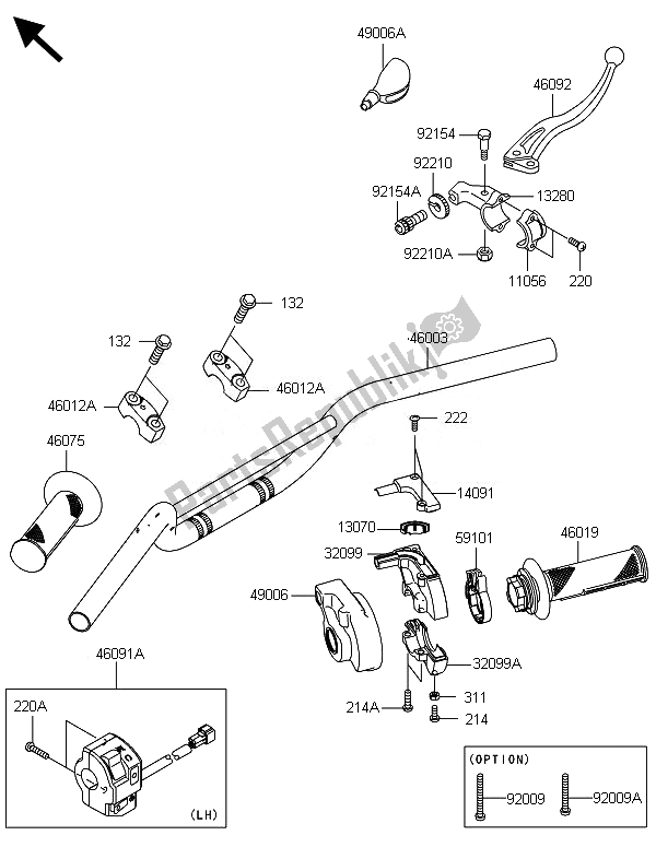 All parts for the Handlebar of the Kawasaki KLX 110 2014