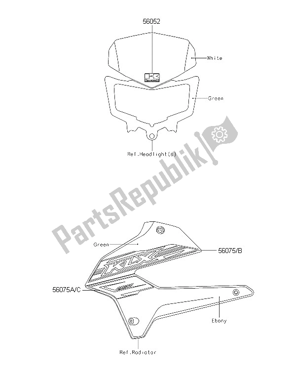 All parts for the Decals of the Kawasaki KLX 250 2016