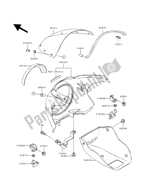 Tutte le parti per il Cuffia del Kawasaki EL 250E 1993