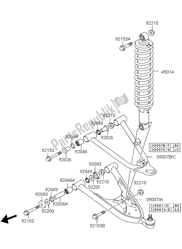 Todas as partes de Suspensão Dianteira do Kawasaki KFX 400 2004