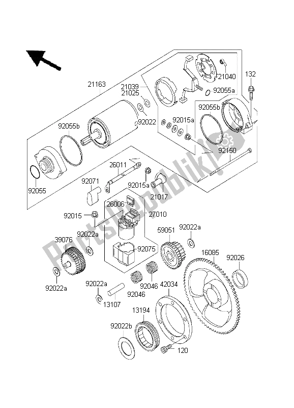 All parts for the Starter Motor of the Kawasaki KLX 650 1995