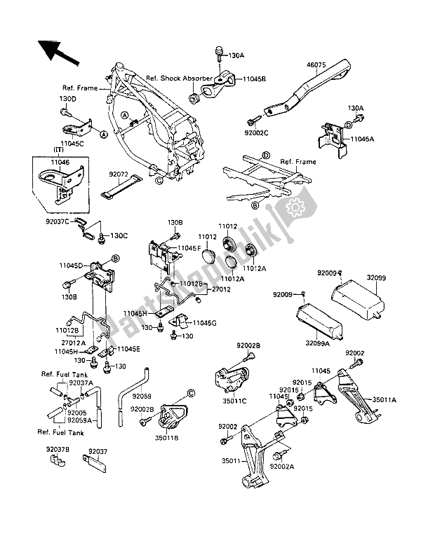 Toutes les pièces pour le Compartiment Des Piles du Kawasaki GPX 600R 1990