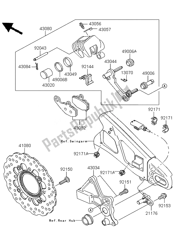 All parts for the Rear Brake of the Kawasaki Versys ABS 650 2011