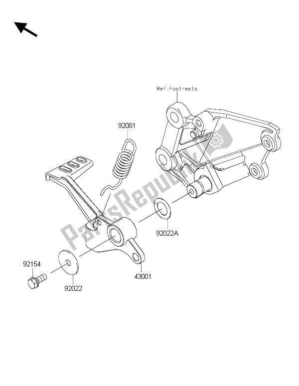 All parts for the Brake Pedal of the Kawasaki Ninja 300 2015