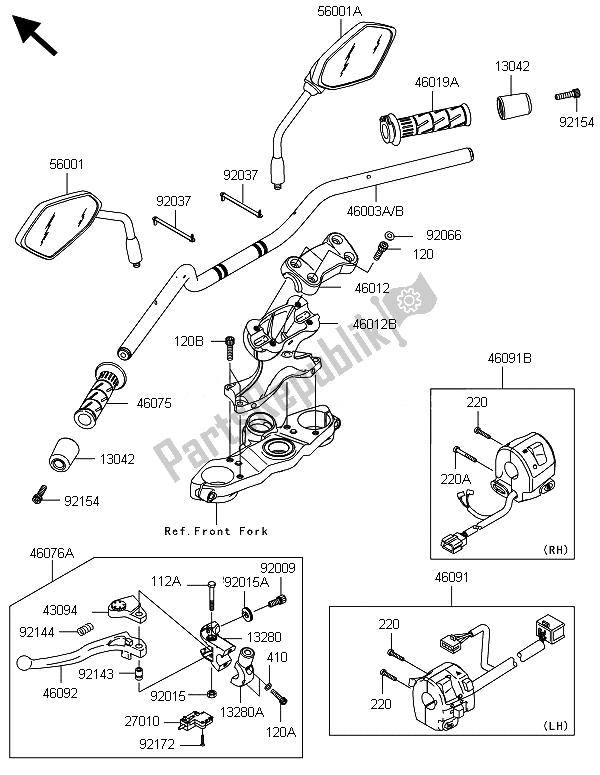 Alle onderdelen voor de Stuur van de Kawasaki Versys 1000 ABS 2014