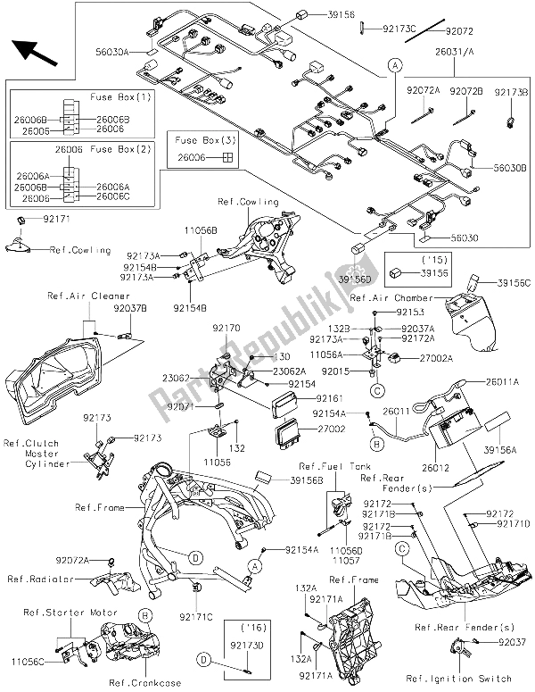 Wszystkie części do Wyposa? Enie Elektryczne Podwozia Kawasaki Ninja H2R 1000 2015