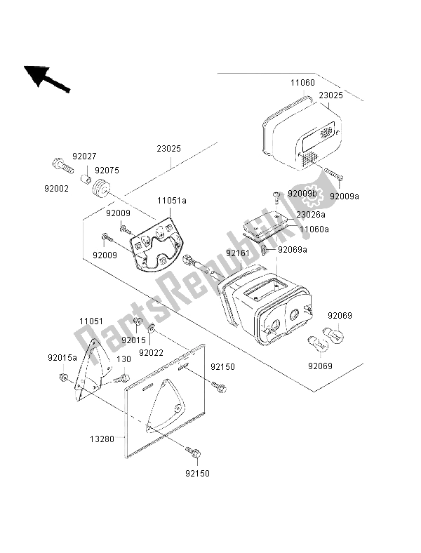 All parts for the Taillight of the Kawasaki VN 800 Classic 2002