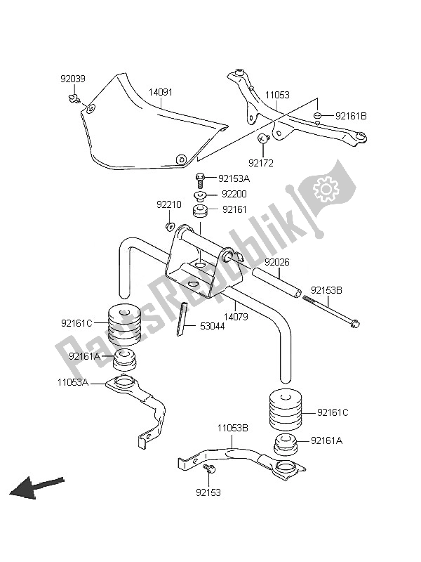 Tutte le parti per il Staffa Anteriore del Kawasaki KLV 1000 2005