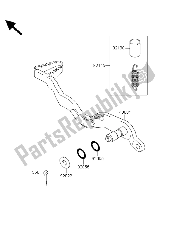 All parts for the Brake Pedal of the Kawasaki KLX 250 2012