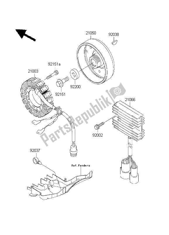 Alle onderdelen voor de Generator van de Kawasaki Ninja ZX 12R 1200 2001