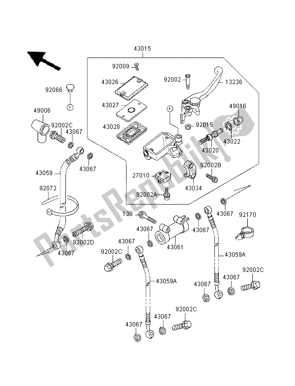 Tutte le parti per il Pompa Freno Anteriore del Kawasaki ZZR 1100 1995