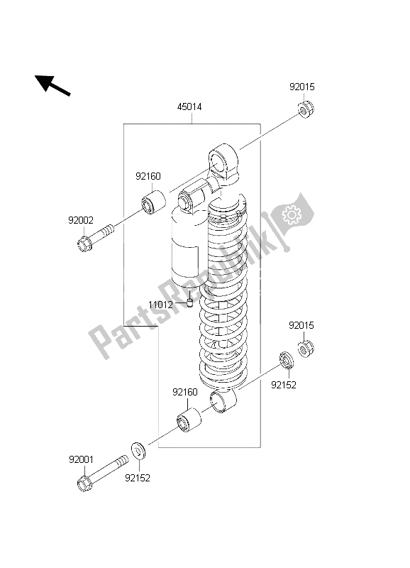 All parts for the Shock Absorber of the Kawasaki KVF 650 Prairie 2002