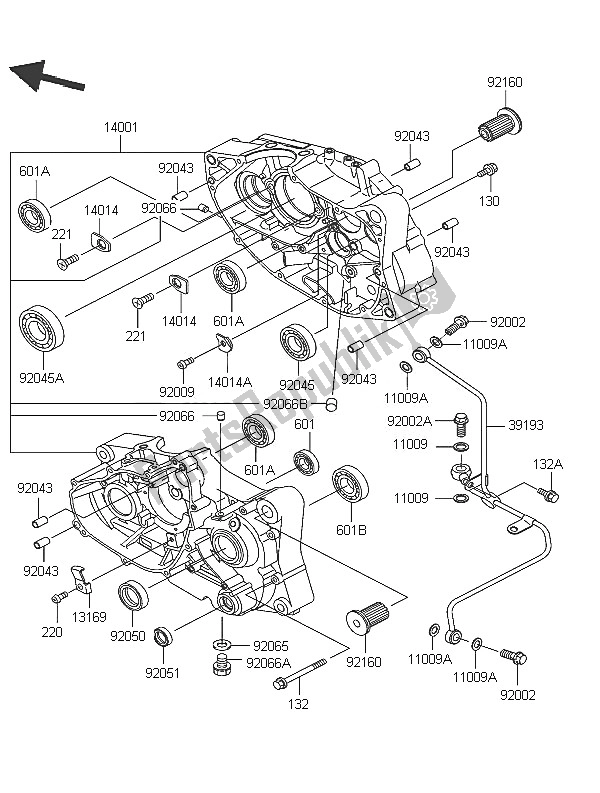 All parts for the Crankcase of the Kawasaki Eliminator 125 2005