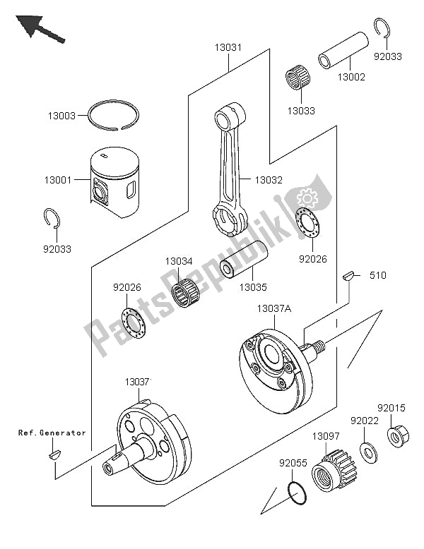 Todas las partes para Cigüeñal Y Pistón de Kawasaki KX 125 2005