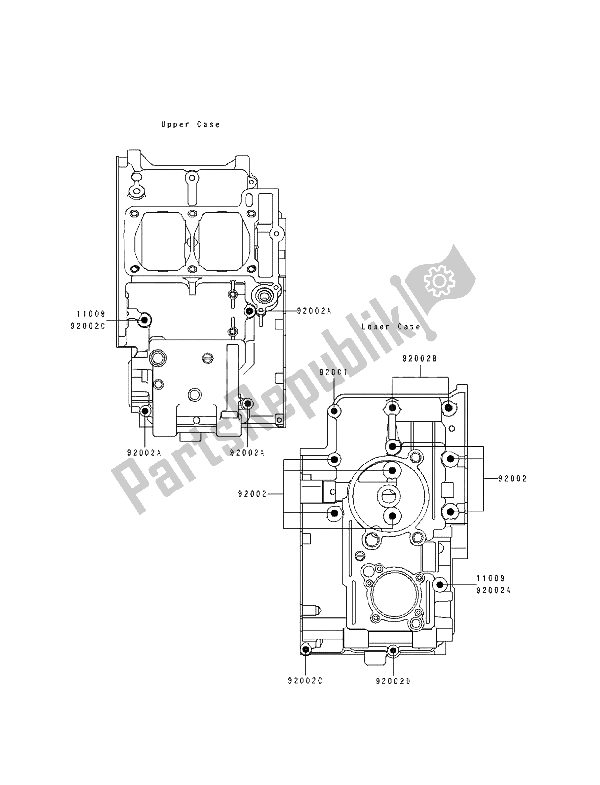 All parts for the Crankcase Bolt Pattern of the Kawasaki EL 250E 1992