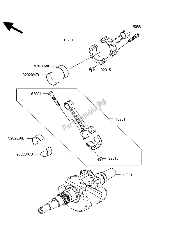 Todas las partes para Cigüeñal de Kawasaki KVF 650 4X4 2006