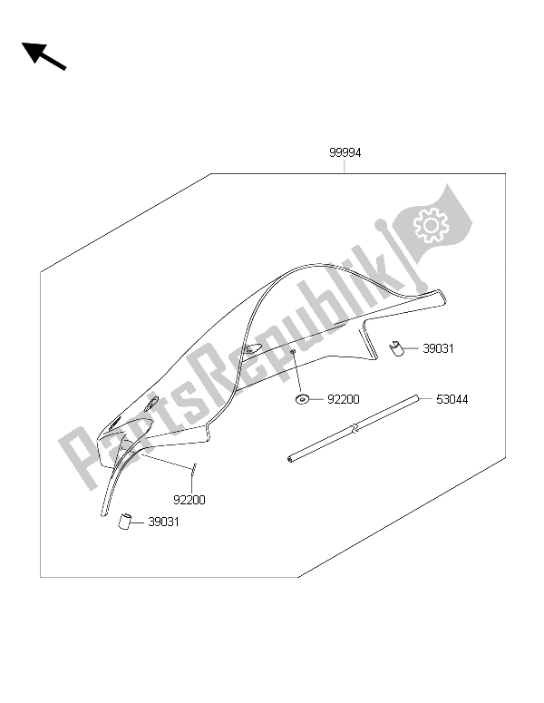 All parts for the Accessory (windshield) of the Kawasaki Ninja ZX 10R 1000 2015