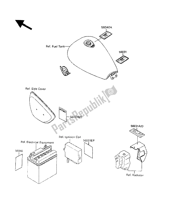 All parts for the Label of the Kawasaki VN 15 SE 1500 1992