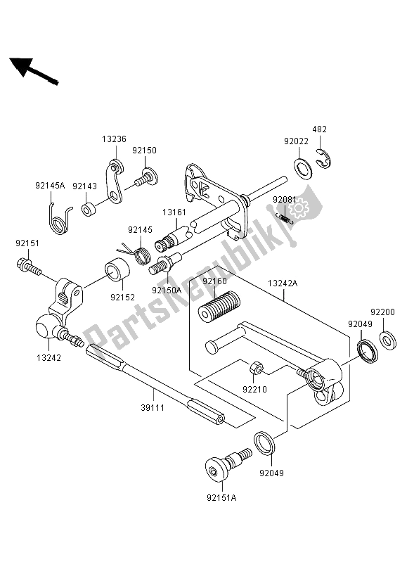 All parts for the Gear Change Mechanism of the Kawasaki Ninja ZX 12R 1200 2002