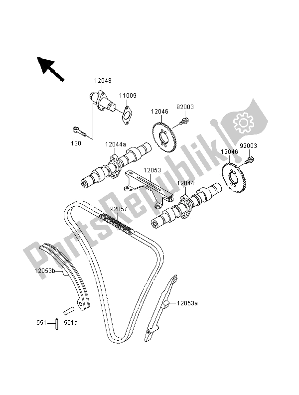 Toutes les pièces pour le Arbre à Cames Et Tendeur du Kawasaki ER 500 2000