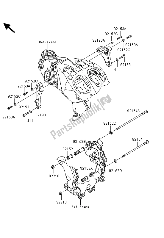 All parts for the Engine Mount of the Kawasaki ZZR 1400 ABS 2013