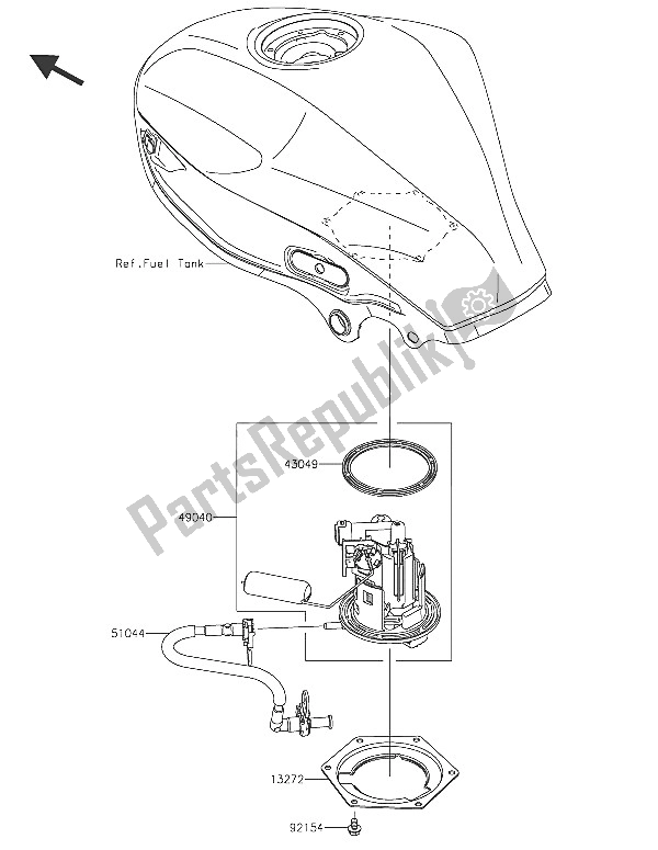 All parts for the Fuel Pump of the Kawasaki Z 250 SL 2016