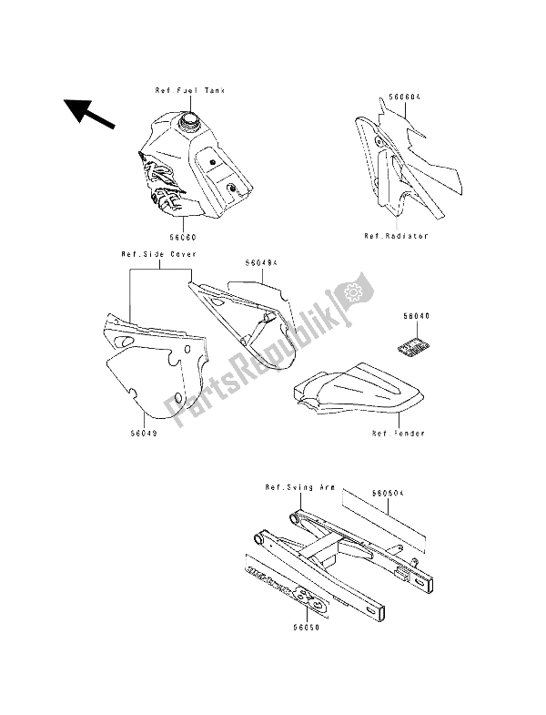 Tutte le parti per il Etichetta del Kawasaki KX 80 SW LW 1993