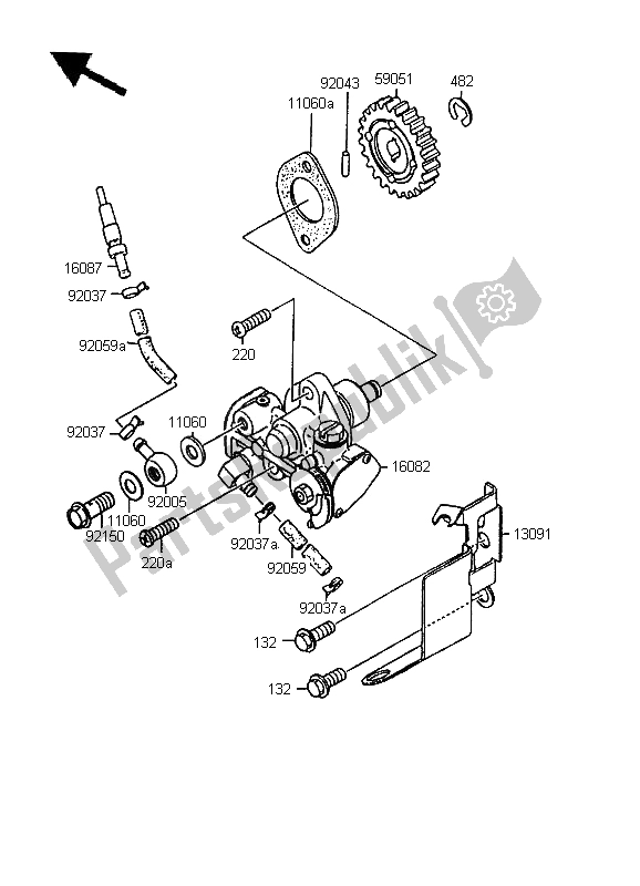 Toutes les pièces pour le La Pompe à Huile du Kawasaki KMX 125 LW 1995